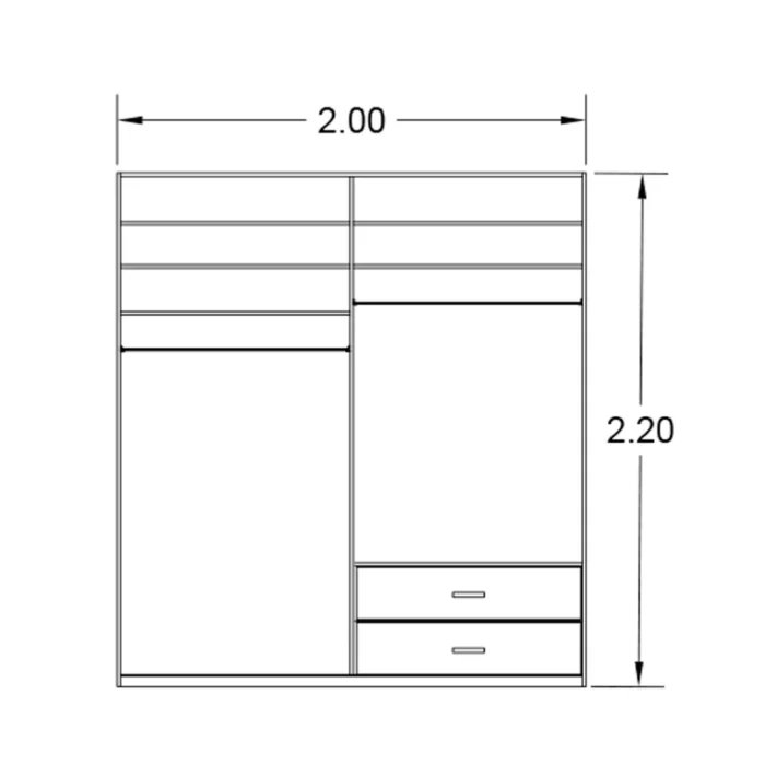 دولاب جرار 200×220 سم Liana-271 - الصورة 2